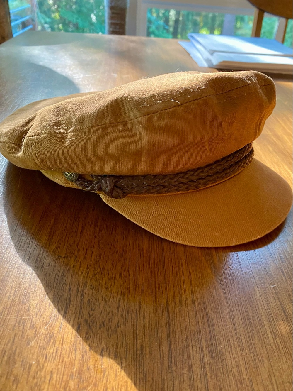 Brixton tan fisherman's cap with braided band